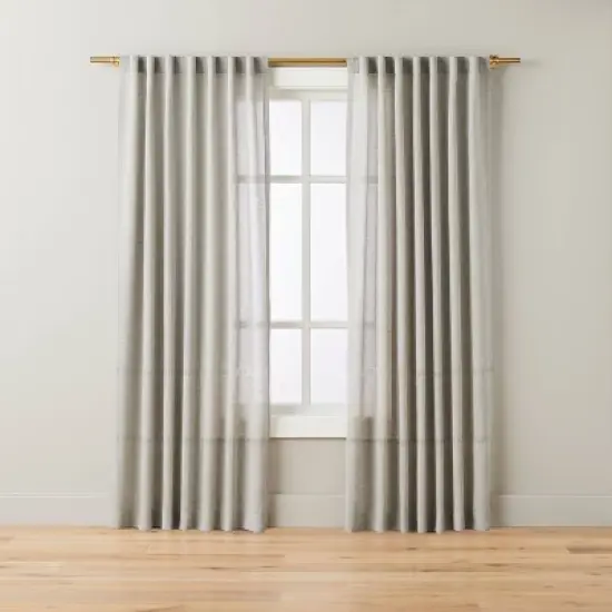 Lace Insert Sheer Curtain Panel - Hearth & Hand&trade; with Magnolia image {3}