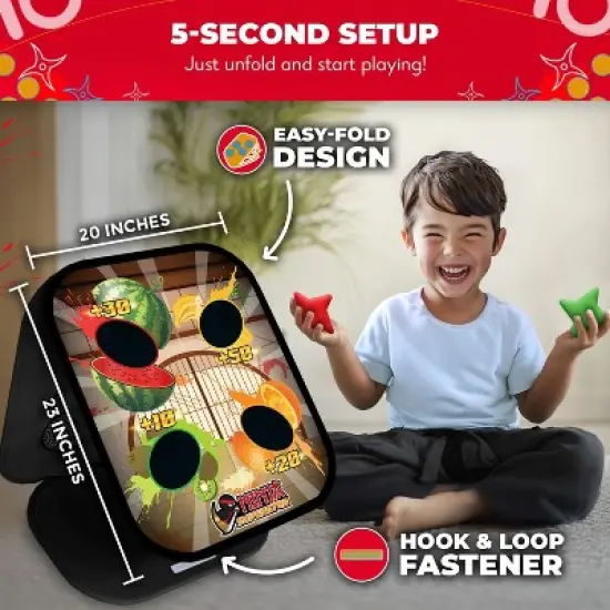 SWOOC Games - Ninja Superstar | 2-in-1 Corn Hole Games for Kids | 5-Second Setup | Ninja Kids Toys | Ninja Games | Bean Bag Toss Game for Kids image {3}