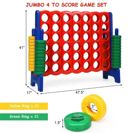Costway Jumbo 4-to-Score 4 in A Row Giant Game Set Kids Adults Family Fun image {8}