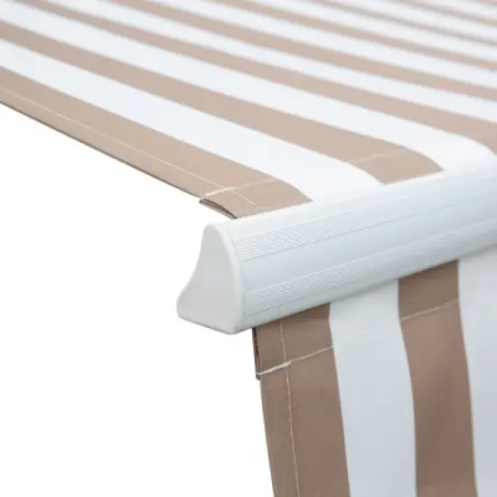 Outsunny 12' x 8' Patio Awning Canopy Retractable Sun Shade Shelter with Manual Crank Handle for Patio, Deck, Yard, Beige image {5}