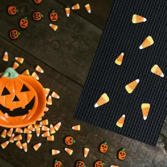 C&F Home Candy Corn Halloween Waffle Weave Embroidered Cotton Kitchen Towel image {2}