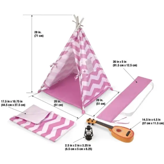 Badger Basket Camping Adventures Doll Tent Set with Accessories - Lavender/White image {4}