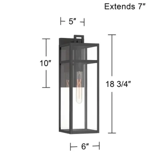 John Timberland San Lucas 18 3/4" High Modern Outdoor Wall Light Fixture Mount Porch House Set of 2 Weatherproof Sand Black Metal Clear Glass Shade image {3}