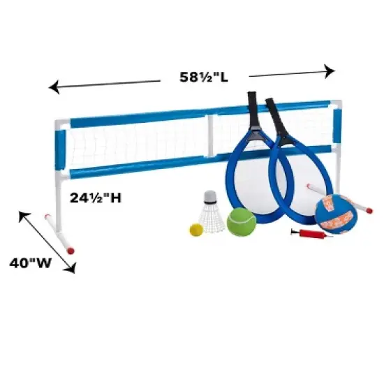 HearthSong 3-in-1 Outdoor Active Game Set with Oversized Tennis, Badminton, and Volleyball image {2}