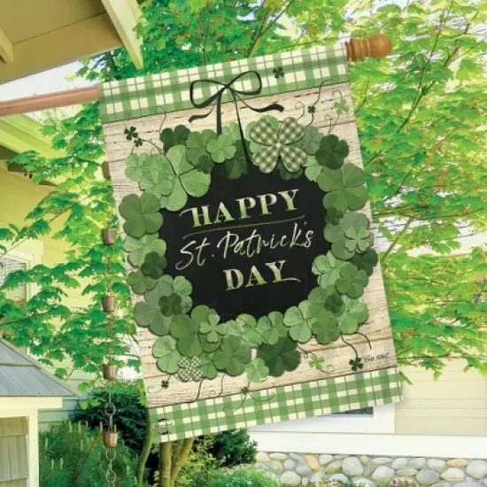 Briarwood Lane Lucky Wreath St. Patrick's Day House Flag Cover Pl image {2}