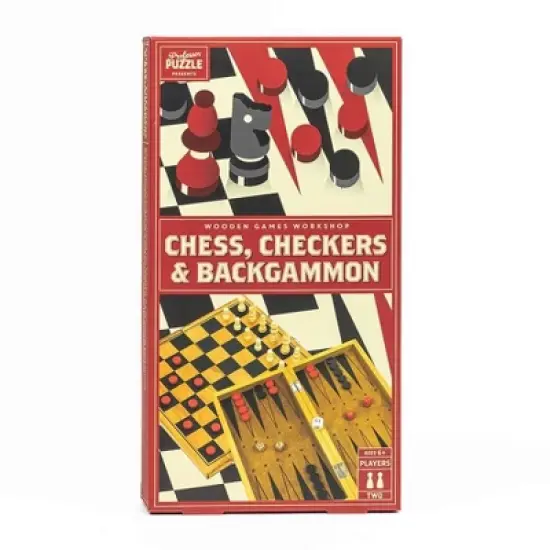 Professor Puzzle USA, Inc. Chess | Checkers | Backgammon Classic Wooden Family Board Games image {1}