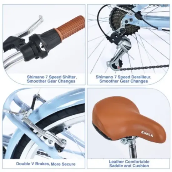 7 Speed, Steel Frame, Multiple Colors 24 Inch Ladies Bicycle image {2}