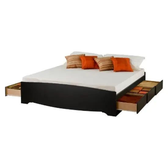 Mate's Platform 6 Drawer Storage Bed King Black - Prepac image {4}