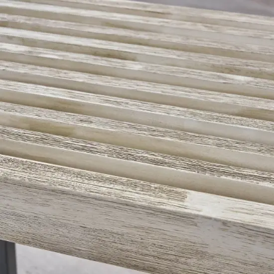 Fresno Acacia Wood Patio Dining Bench Light Gray - Christopher Knight Home: Weather-Resistant, 3-Seater Outdoor Picnic Bench image {3}