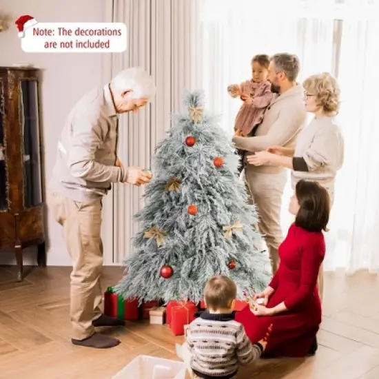 Costway 4.5/6/7 FT Pre-Lit Artificial Christmas Tree with 279/519/743 PVC & Pine Needles & PE Tips image {4}