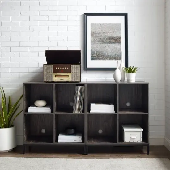 2pc Jacobsen Record Storage Cube Bookshelf Set Brown Ash - Crosley image {5}
