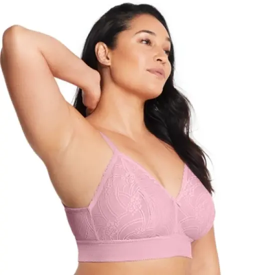 Glamorise Womens Bramour Gramercy Luxe Lace Bralette Wirefree Bra 7012 Mauve image {2}
