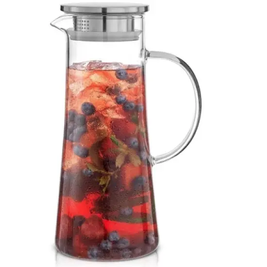 JoyJolt Breeze Glass Pitcher with Lid (Pour / Filter) 50oz Glass Water Pitcher image {8}