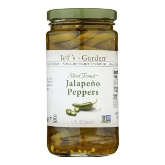 Jeff's Garden Sliced Tamed Jalapeno Peppers - Case of 6/12 oz image {1}