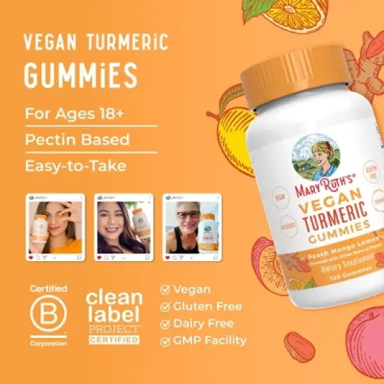 MaryRuth's Turmeric Gummies, Peach Mango, 120 ct image {7}