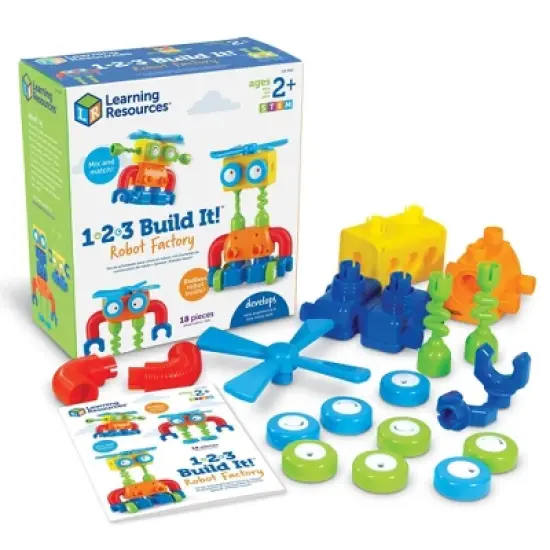 Learning Resources 1-2-3 Build It! Robot Factory image {1}