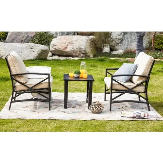 3pc Outdoor Metal Conversation Set with Cushions - Patio Festival
 image {9}