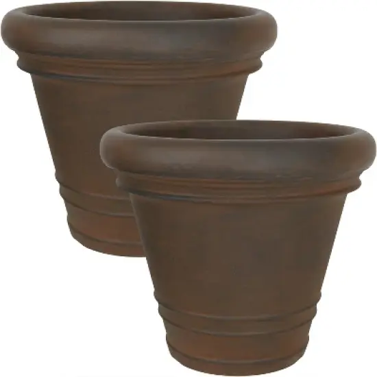 Sunnydaze Crozier Polyresin Outdoor/Indoor Heavy-Duty Double-Walled Fade-Resistant Flower Pot Planter - 16" Diameter - Rust image {6}