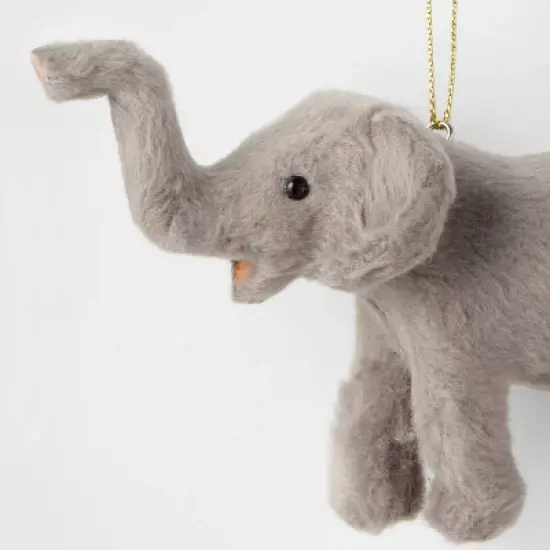Faux Fur Elephant Christmas Tree Ornament Gray - Wondershop&trade; image {2}