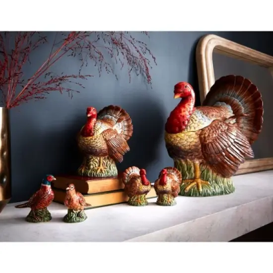 Spode 14oz Turkey-Shaped Gravy Boat with Ladle - Dolomite Thanksgiving Serveware, Large Table Centerpiece, Decorative Serving Bowl, Holiday Soup Bowl image {5}