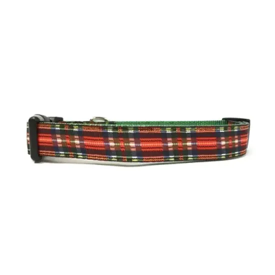 Midlee Red Plaid Christmas Nylon Ribbon Dog Collar image {1}