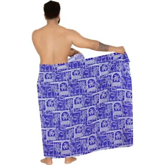 LA LEELA Men's Bath Trunk Aloha Sarong Wraps Pareo One Size Lapis Floral image {1}