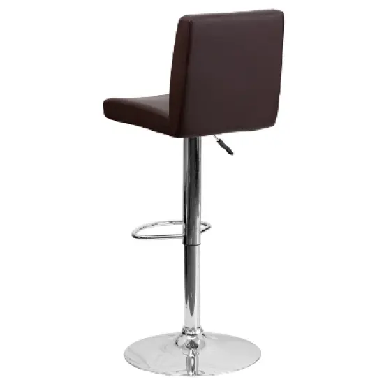 Flash Furniture Contemporary Vinyl Adjustable Height Barstool with Panel Back and Chrome Base image {2}