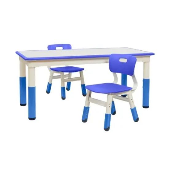 ECR4Kids Rectangle Dry-Erase Activity Table with 2 Adjustable Chairs, 3-Piece image {7}
