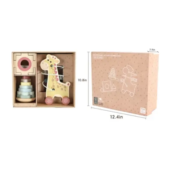 Freniland&trade; - Giraffe Baby 3 in 1 Activity Set Bead Coaster, Stacking Tower and Sorting Cube for 12M+ (CPC Certified) image {3}
