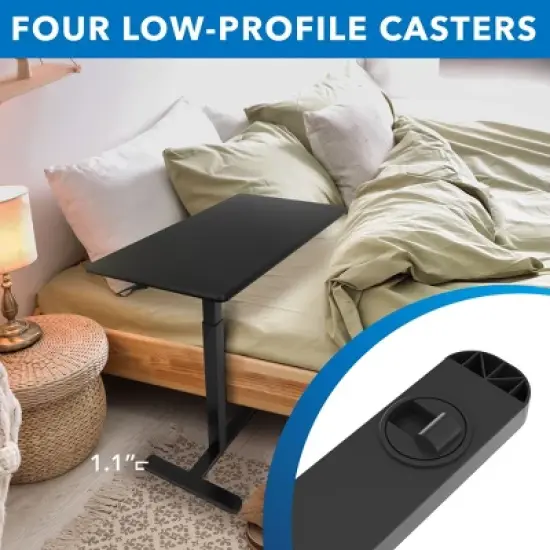 Mount-It! Height Adjustable Overbed & Bedside Table w/ Wheels | Overbed Desk Breakfast Tray for Medical & Home Use | Standing Desk w/ Gas Spring image {5}