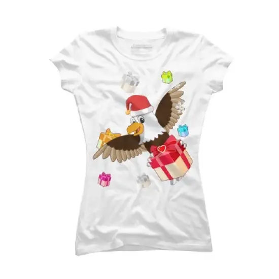 Junior's Design By Humans Santa American Bald Eagle Christmas T-Shirt By thebeardstudio T-Shirt image {5}