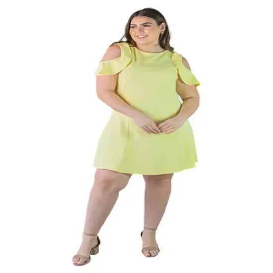 Plus Size Cold Shoulder Extending To Below The Knee Dress image {5}