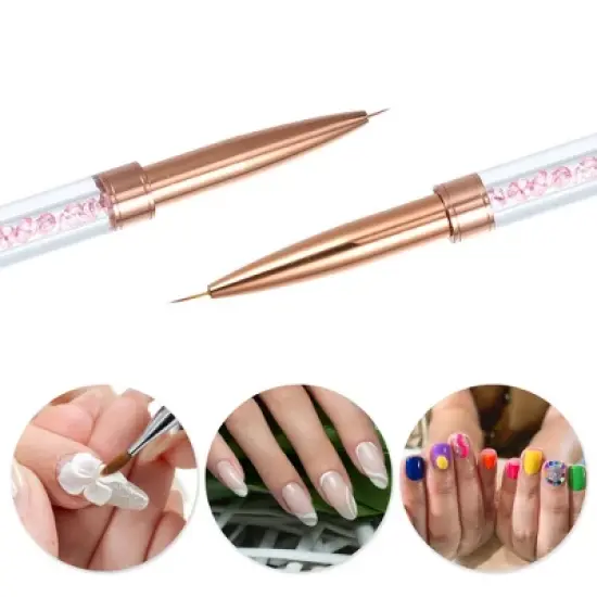 Unique Bargains Aluminum Nail Art Liner Brushes Rose Gold Tone 1 Pc image {1}