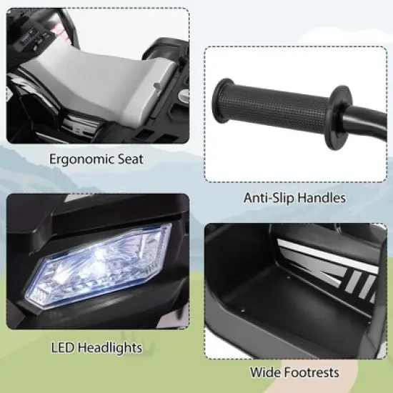 Honeyjoy 24V Kids Ride-On Electric ATV 4-Wheeler Quad Car with Wireless Connection Black/Blue/Pink/Red/Purple image {6}