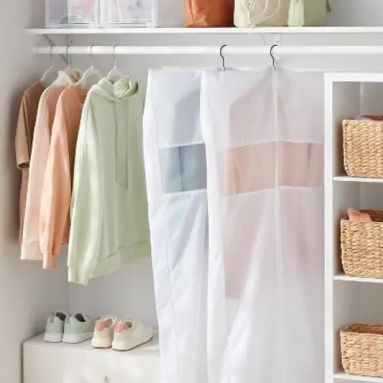 2pk Folded Garment Bag - Brightroom&trade;: Suit Bag for Travel, Hanging Clothes, Off-White, Lightweight, Collapsible, 60" Length image {1}