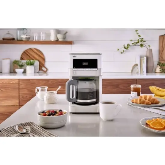 Braun BrewSense 12-cup Drip Coffee Maker - KF6050WH - Stainless Steel/White: Automatic Shut-Off, Glass Carafe, 1000W image {3}