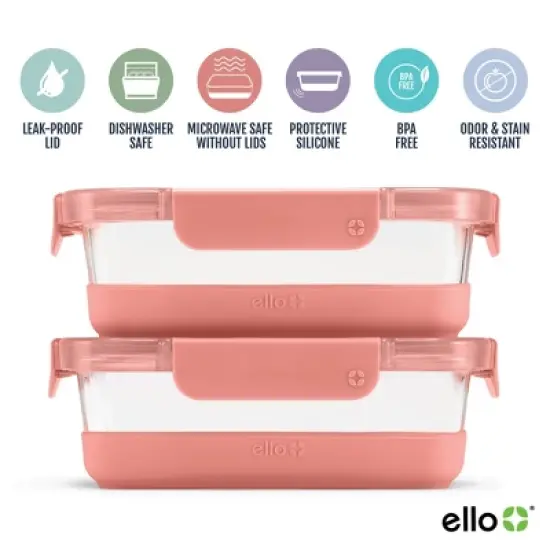 Ello 4pc 3.4c Glass Refresh Food Storage Container Set image {5}