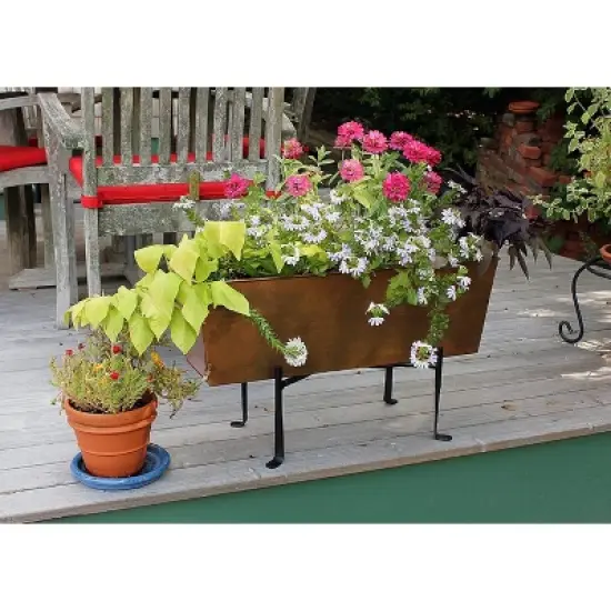 ACHLA Designs 23.25" Wide Rectangular Medium Galvanized Steel Planter Box: Indoor/Outdoor, No Assembly Required image {4}