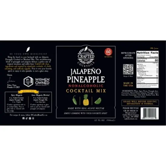 Crafted Cocktails Jalapeo Pineapple Mix: 6 Pack&nbsp; Pineapple, Jalapeo and Lime with Organic Agave&nbsp; 60 Calories, Makes Margaritas and Mai Tais image {7}