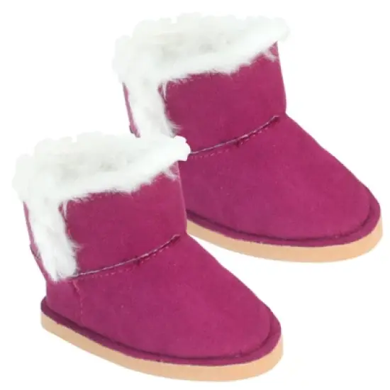 Sophia&rsquo;s Set of 2 Mini Ewe Boots for 18&rdquo; Dolls, Raspberry and Gray image {2}