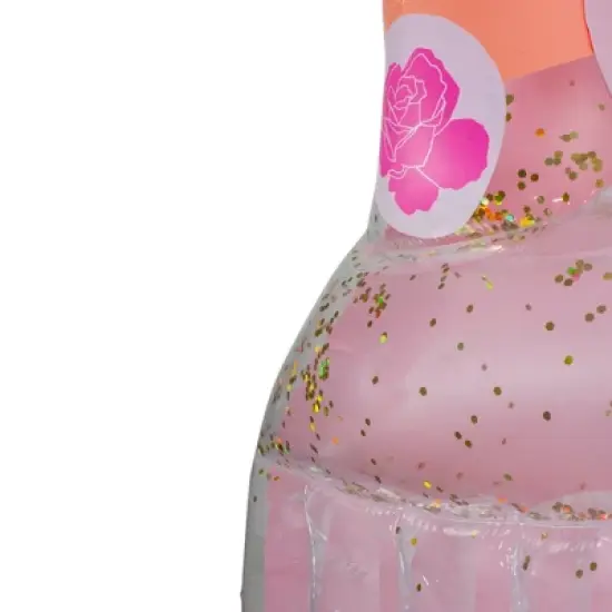 Swim Central 92" Pink Rose Wine Bottle Swimming Pool Float image {3}