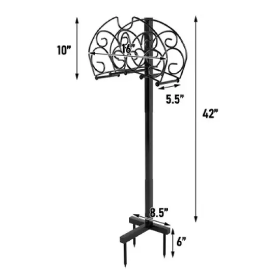 WELLFOR 100' Detachable Freestanding Hose Holder Black image {4}