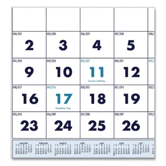 Academic Year Recycled Three-Month Format Wall Calendar, Vertical: 8 x 17, White Sheets, 14-Month: June 2025 to July 2026 image {2}