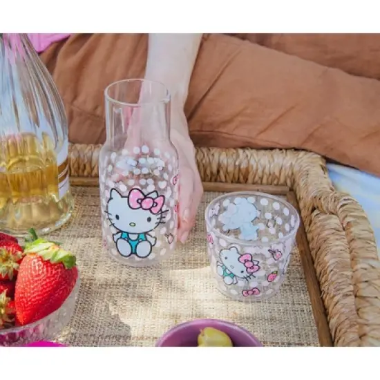 Silver Buffalo Sanrio Hello Kitty Pink Dots 18-Ounce Glass Pitcher and 8-Ounce Cup image {5}