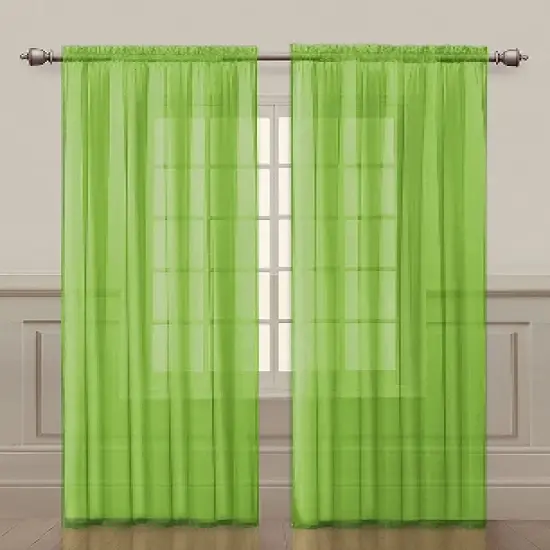 GoodGram 2 Piece Rod Pocket Elegant Sheer Voile Curtain Panels image {11}