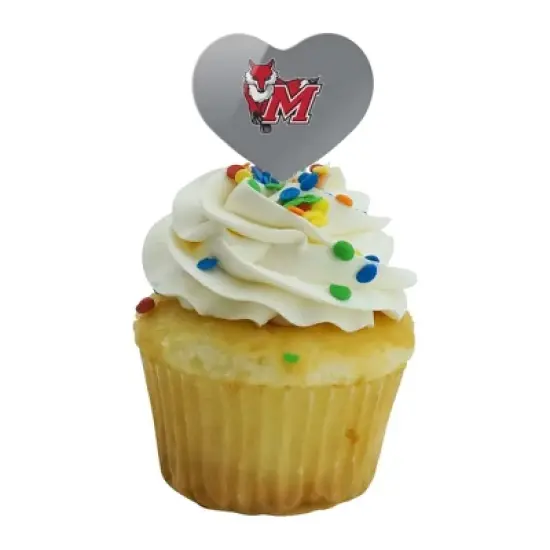 Marist College Secondary Logo Heart Love Cupcake Picks Toppers Decoration Set of 6 image {4}