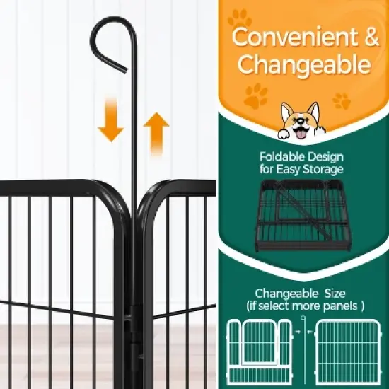 Yaheetech 6 Panels Dog Playpen Panels Metal Pet Playpen, Black image {7}