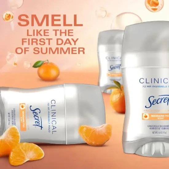 Secret Clinical Strength Invisible Solid Antiperspirant & Deodorant - Mandarin Fizz - 1.6oz image {9}