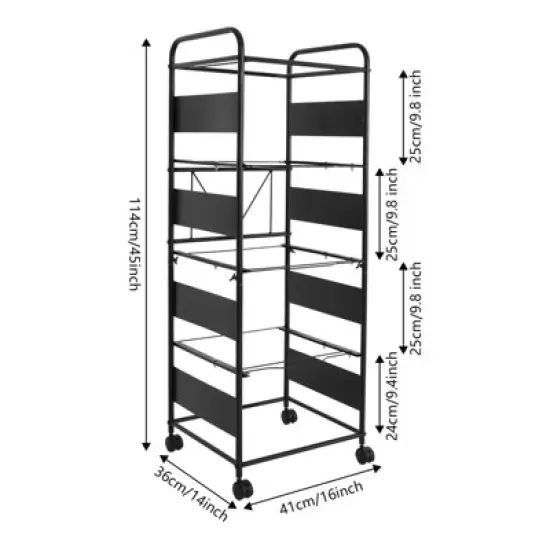 YIYIBYUS 4-Tier Rolling File Cart, Movable Hanging Files Stand with Wheels image {3}