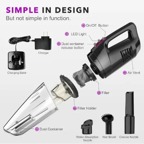 WHALL Cordless Handheld Vacuum, 8500PA Wet/Dry Portable for Home image {3}